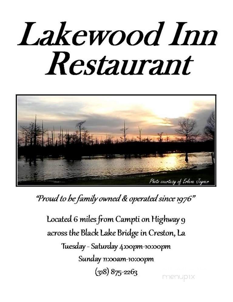 Lakewood Inn	Restaurant - Creston, LA