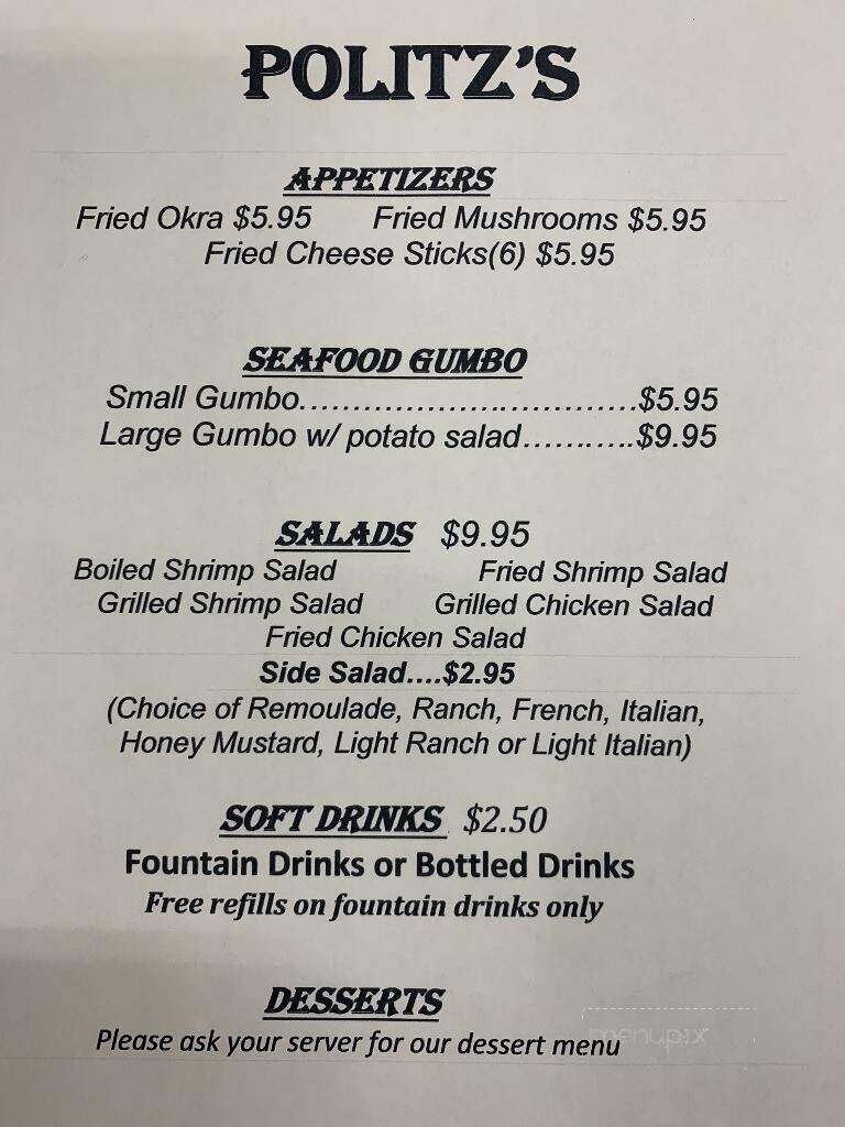 Politz's Restaurant - Napoleonville, LA