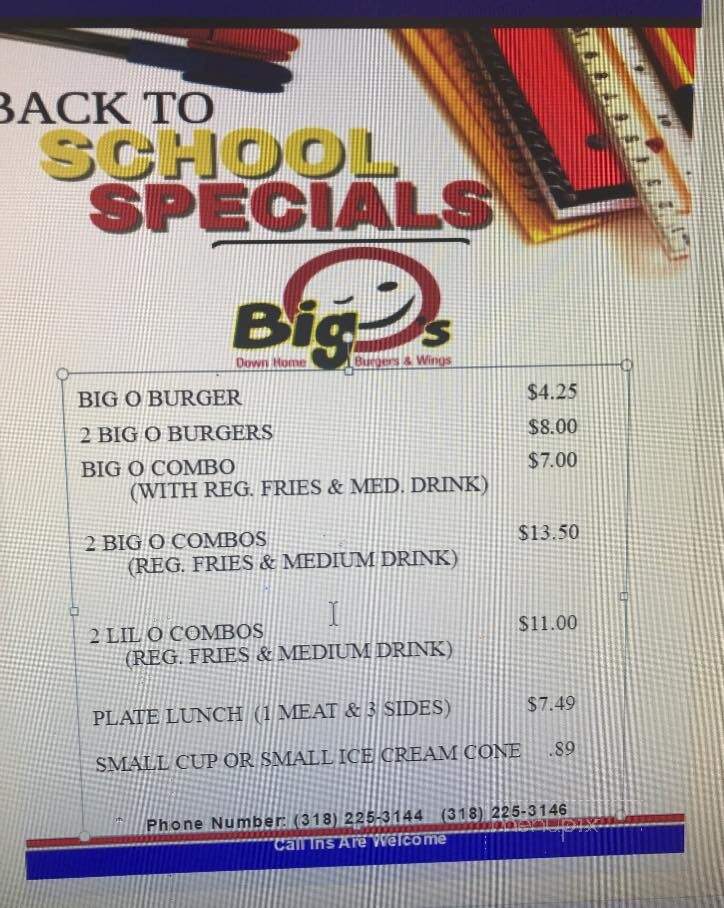 Big O's Down Home Burgers & Wings - Homer, LA