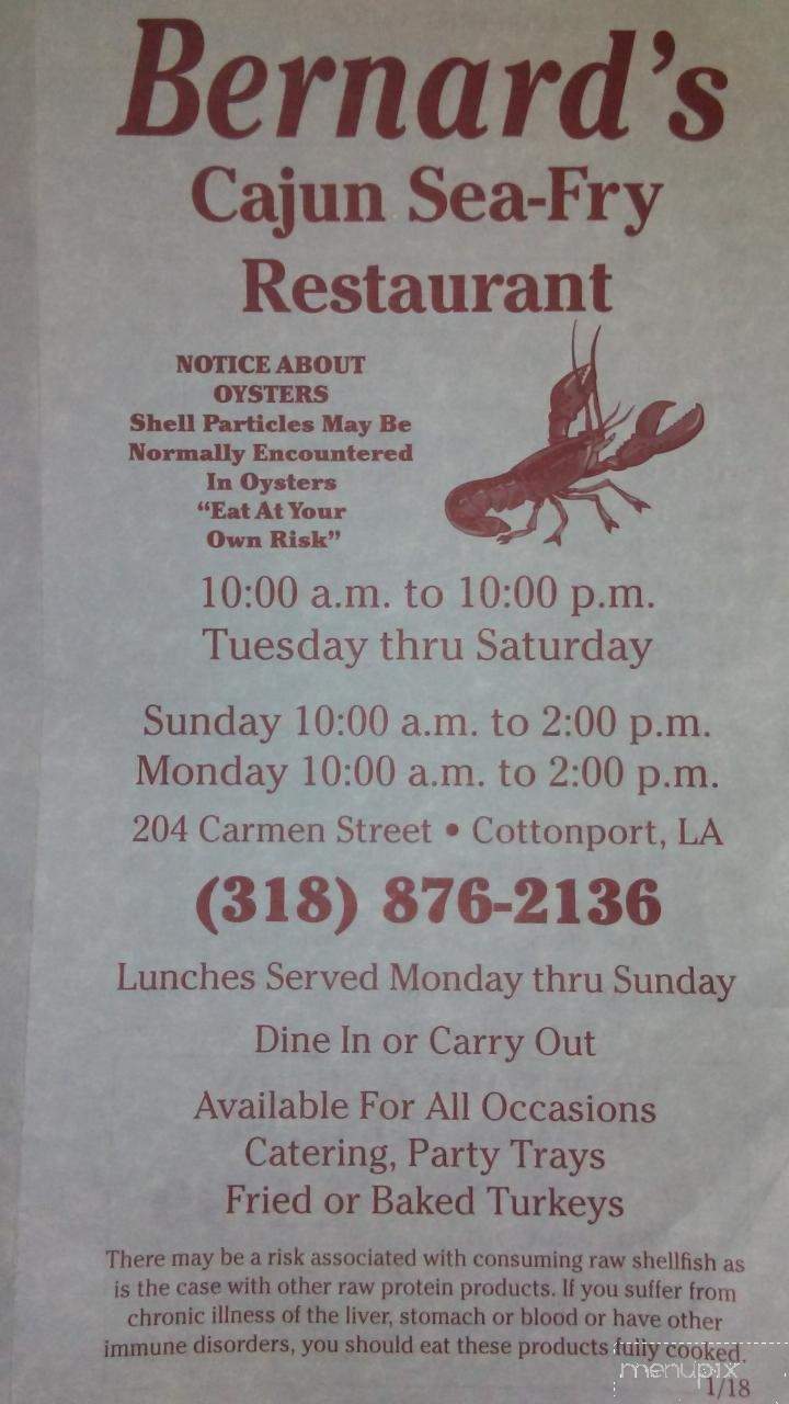 Bernard Cajun Sea-Fry Restaurant - Cottonport, LA